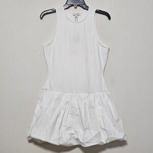 Gianni Bini Women Dress Medium White Mini Sleeveless Crew Neck Bubble Hem 457226